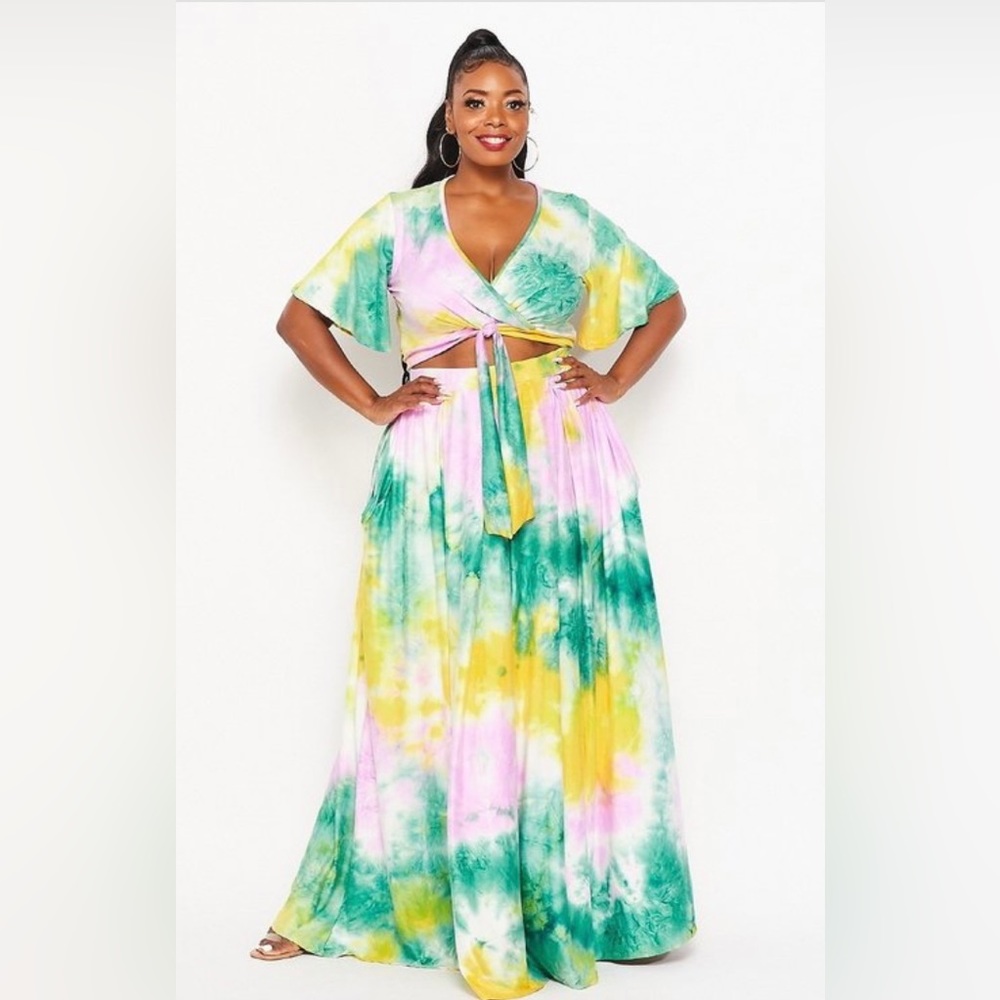 Plus Size Tie- Dye Skirt Set